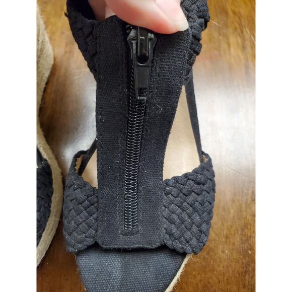 Women's Moda Spana Black Zip Straw Wedge Sandals | Size 7 - Picture 3 of 10